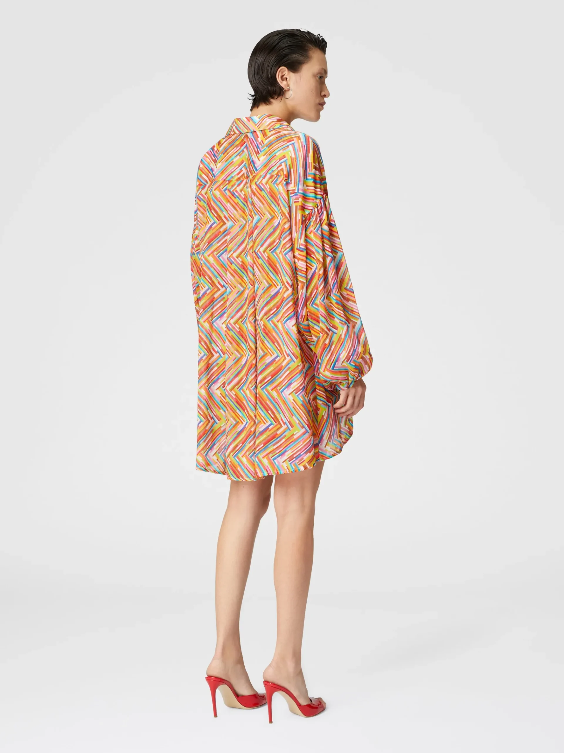 Camicia oversize in misto cotone e seta stampato