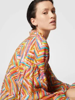 Camicia oversize in misto cotone e seta stampato
