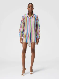 Camicia oversize in seta e cotone stampata