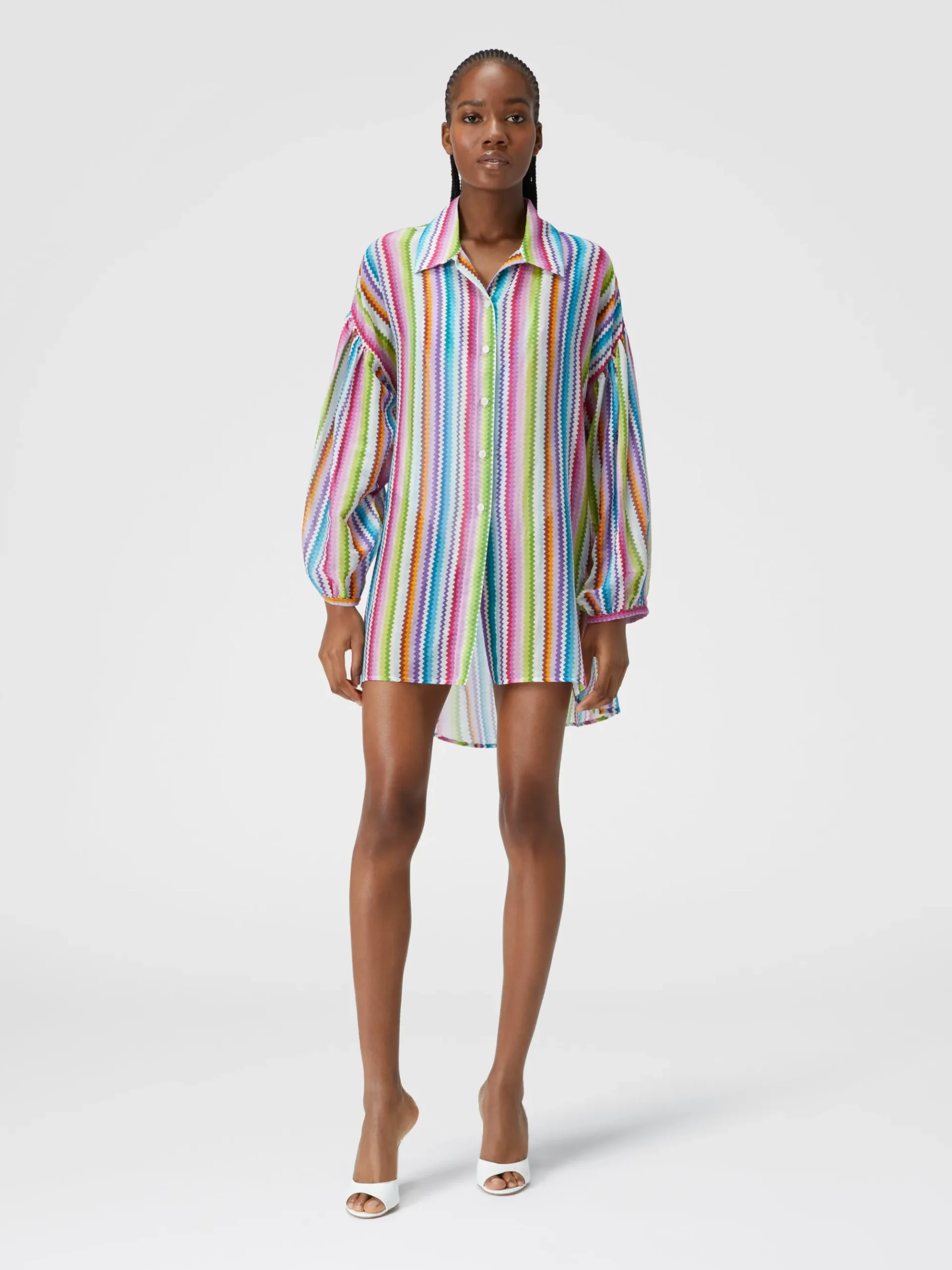 Camicia oversize in seta e cotone stampata
