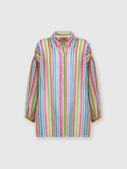 Camicia oversize in seta e cotone stampata