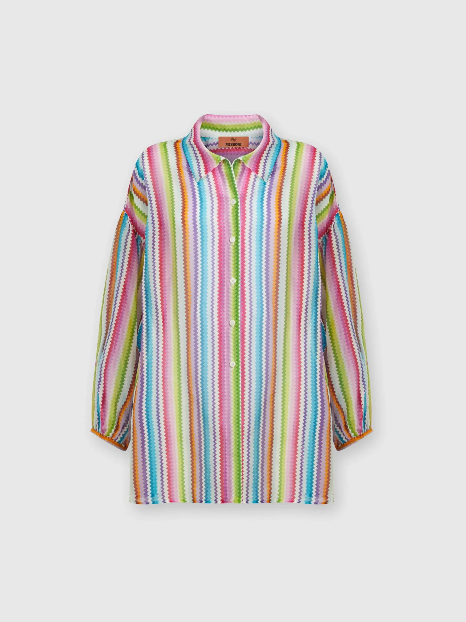 Camicia oversize in seta e cotone stampata