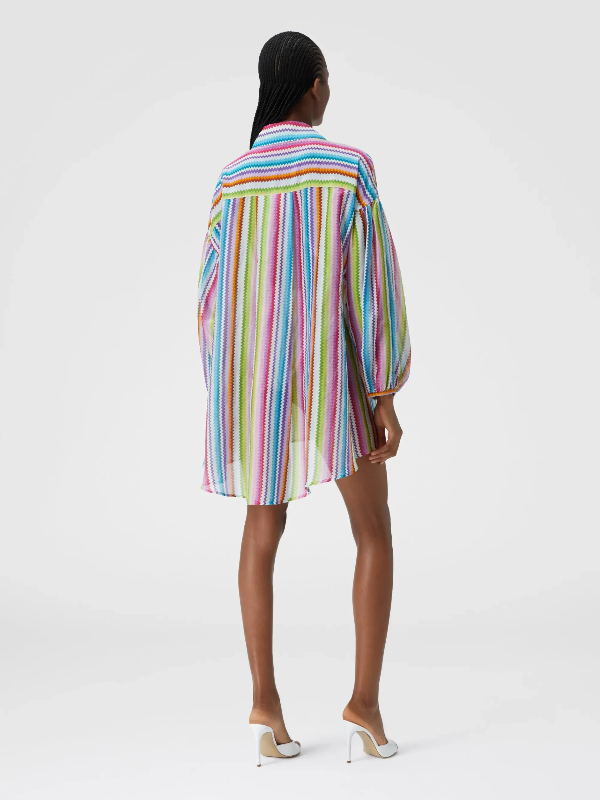 Camicia oversize in seta e cotone stampata