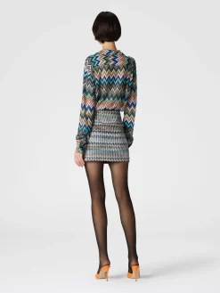 Camicia taglio bowling in viscosa zig zag