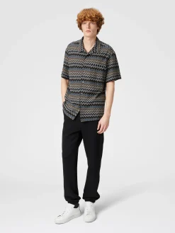 Camicia taglio bowling in cotone zig zag
