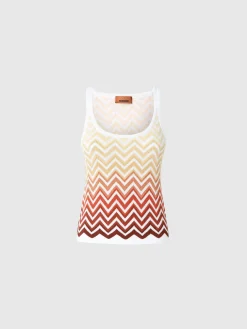 Canittiera in cotone e viscosa chevron dégradé