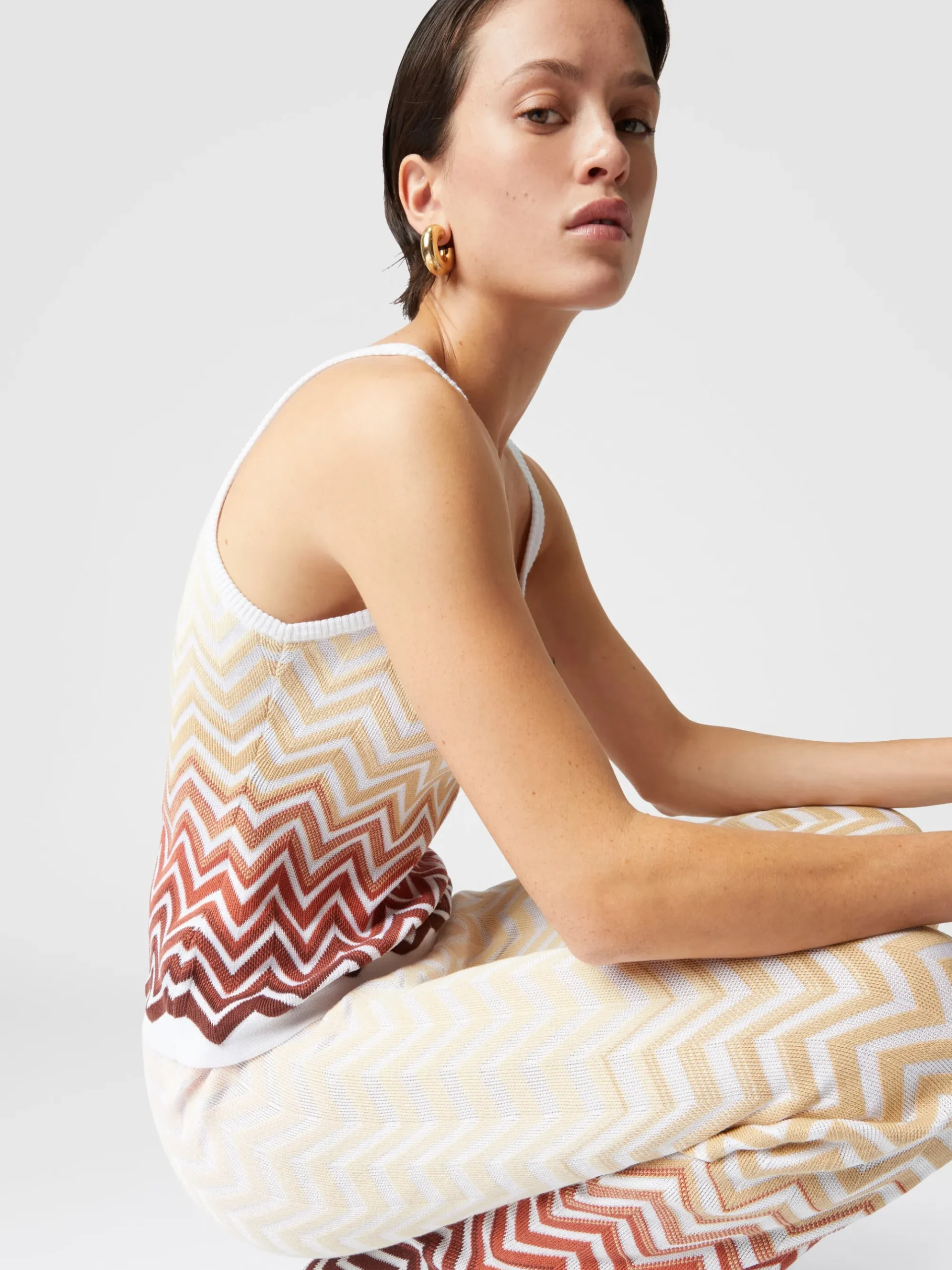 Canittiera in cotone e viscosa chevron dégradé