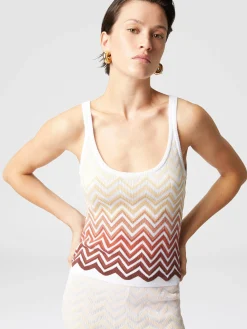 Canittiera in cotone e viscosa chevron dégradé