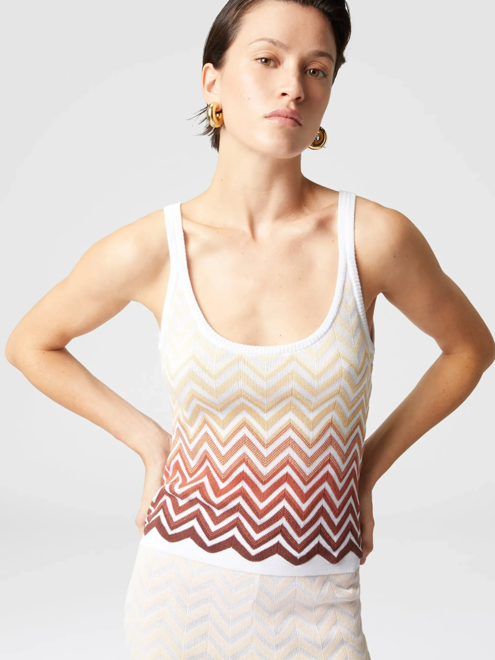 Canittiera in cotone e viscosa chevron dégradé