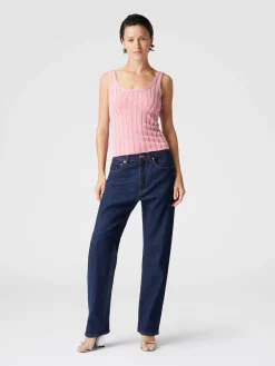 Canottiera a costine zig zag con paillettes