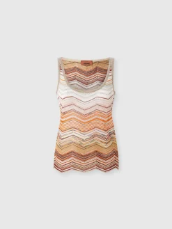 Canottiera chevron lamé con paillettes