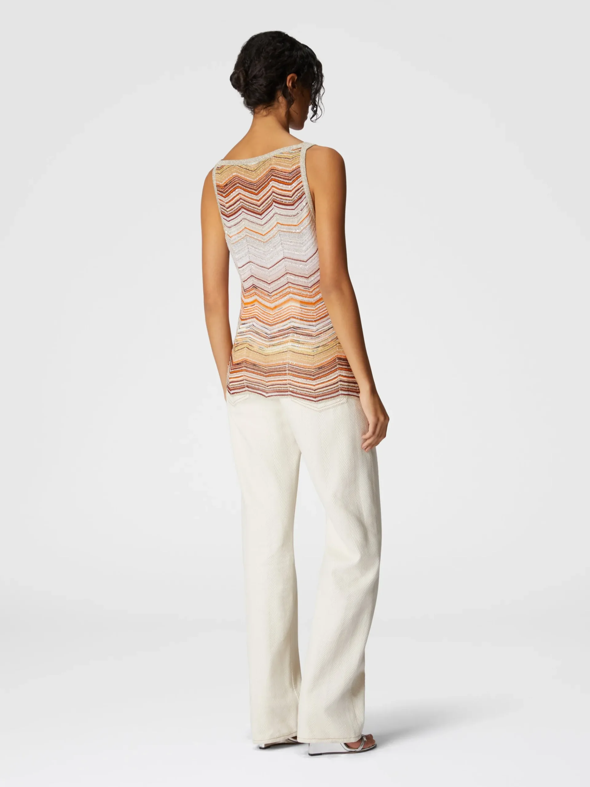 Canottiera chevron lamé con paillettes