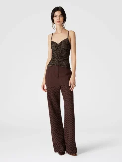Canottiera in tulle zig zag con arricciatura