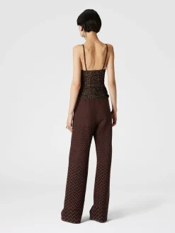 Canottiera in tulle zig zag con arricciatura