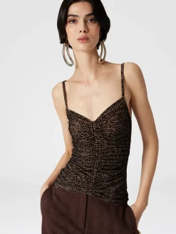 Canottiera in tulle zig zag con arricciatura