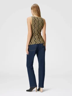 Canottiera in viscosa zig zag lamé