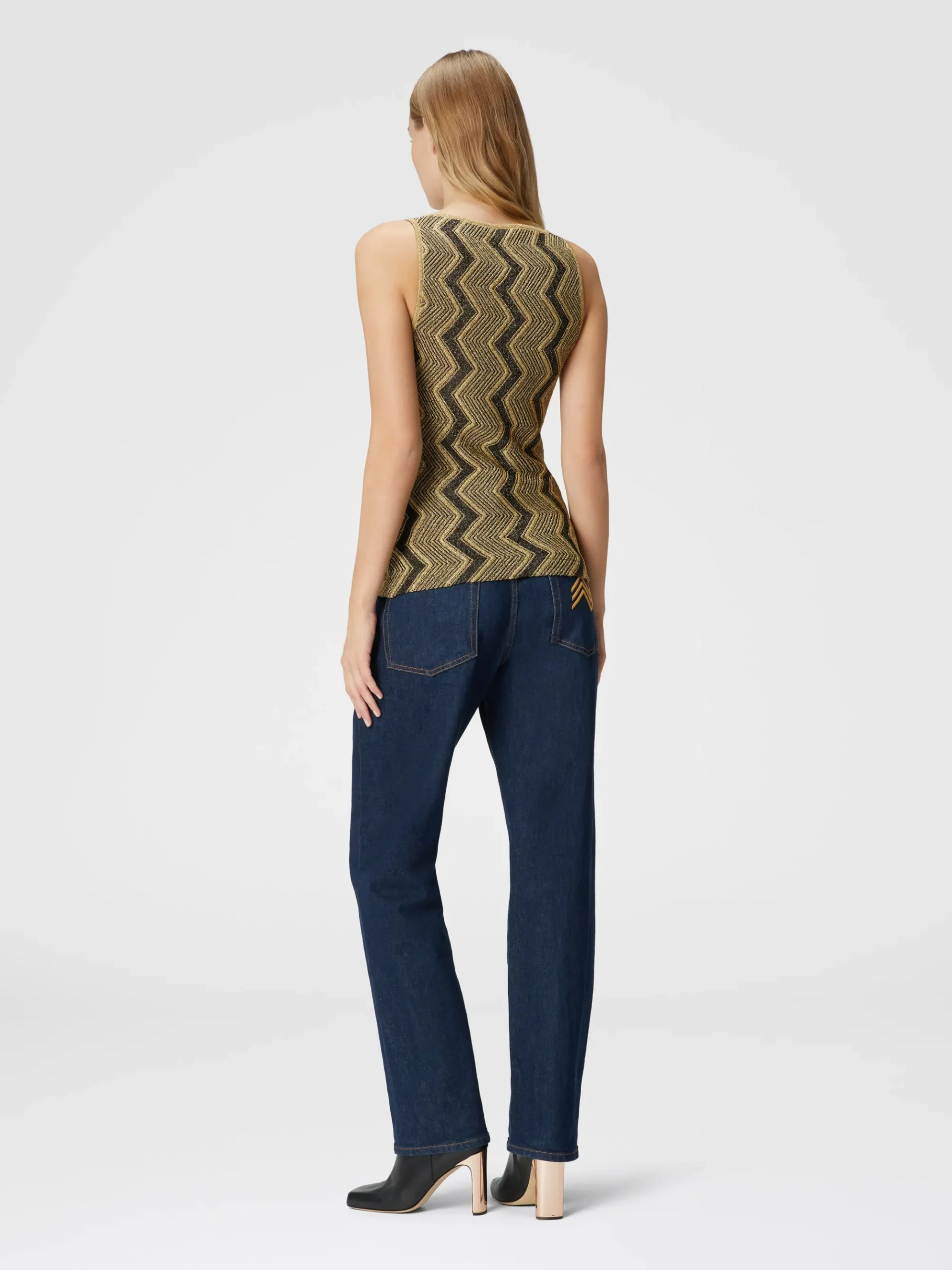 Canottiera in viscosa zig zag lamé
