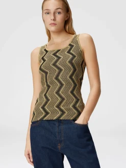Canottiera in viscosa zig zag lamé