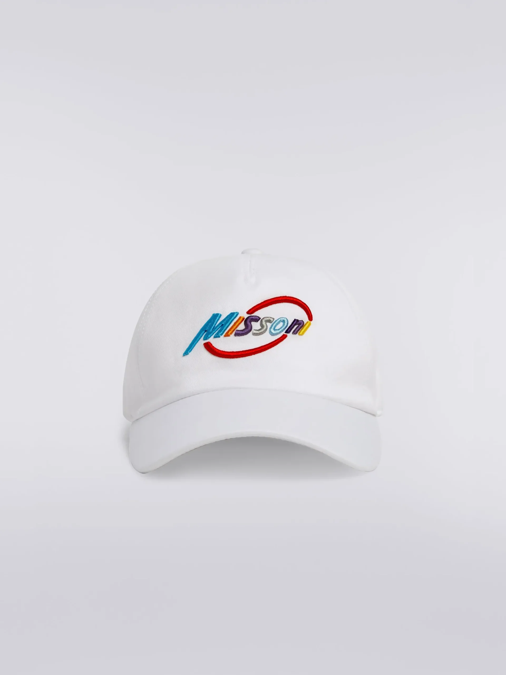 Cappello con visiera in cotone con scritta logo multicolore