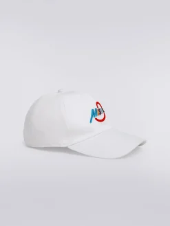 Cappello con visiera in cotone con scritta logo multicolore