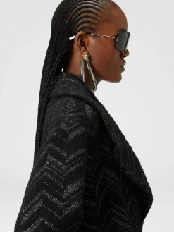 Cappotto in maglia bouclé con chevron lamé