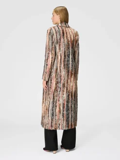 Cappotto in misto lana, mohair e alpaca a righe