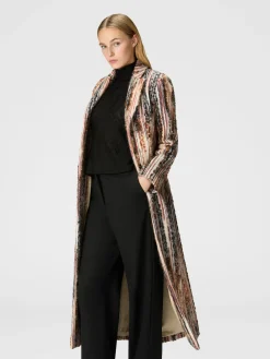 Cappotto in misto lana, mohair e alpaca a righe