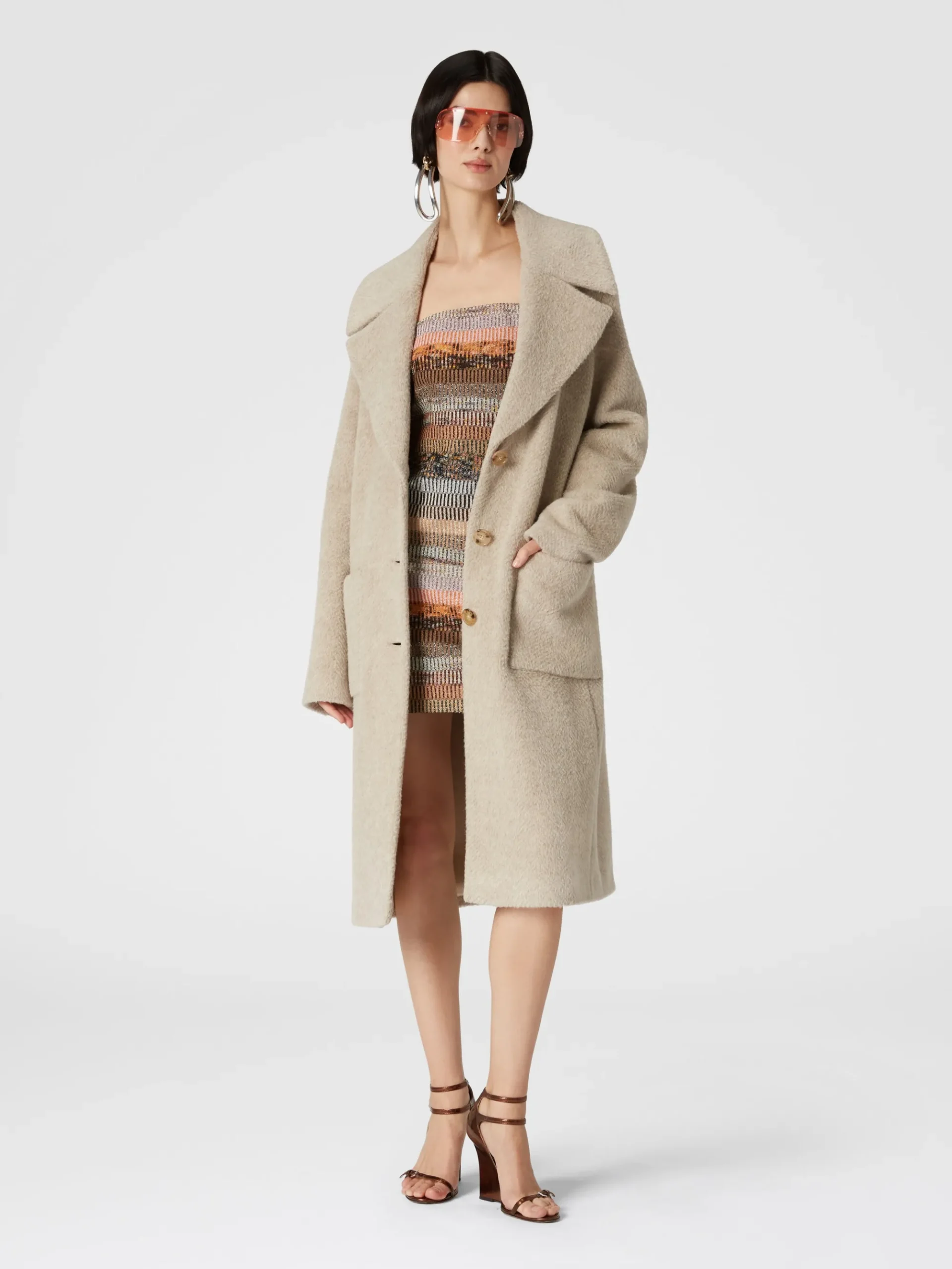 Cappotto lungo in misto alpaca