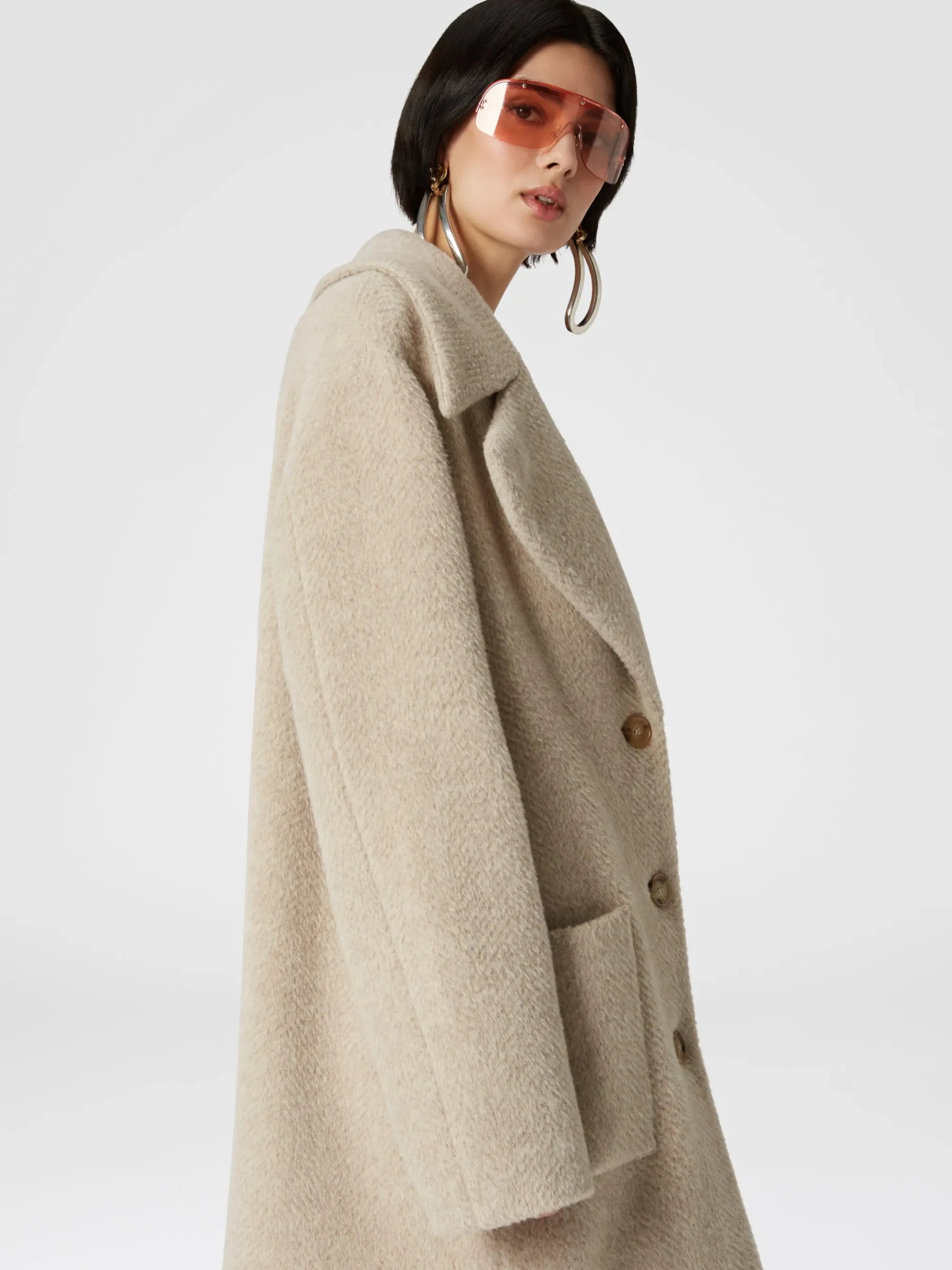 Cappotto lungo in misto alpaca