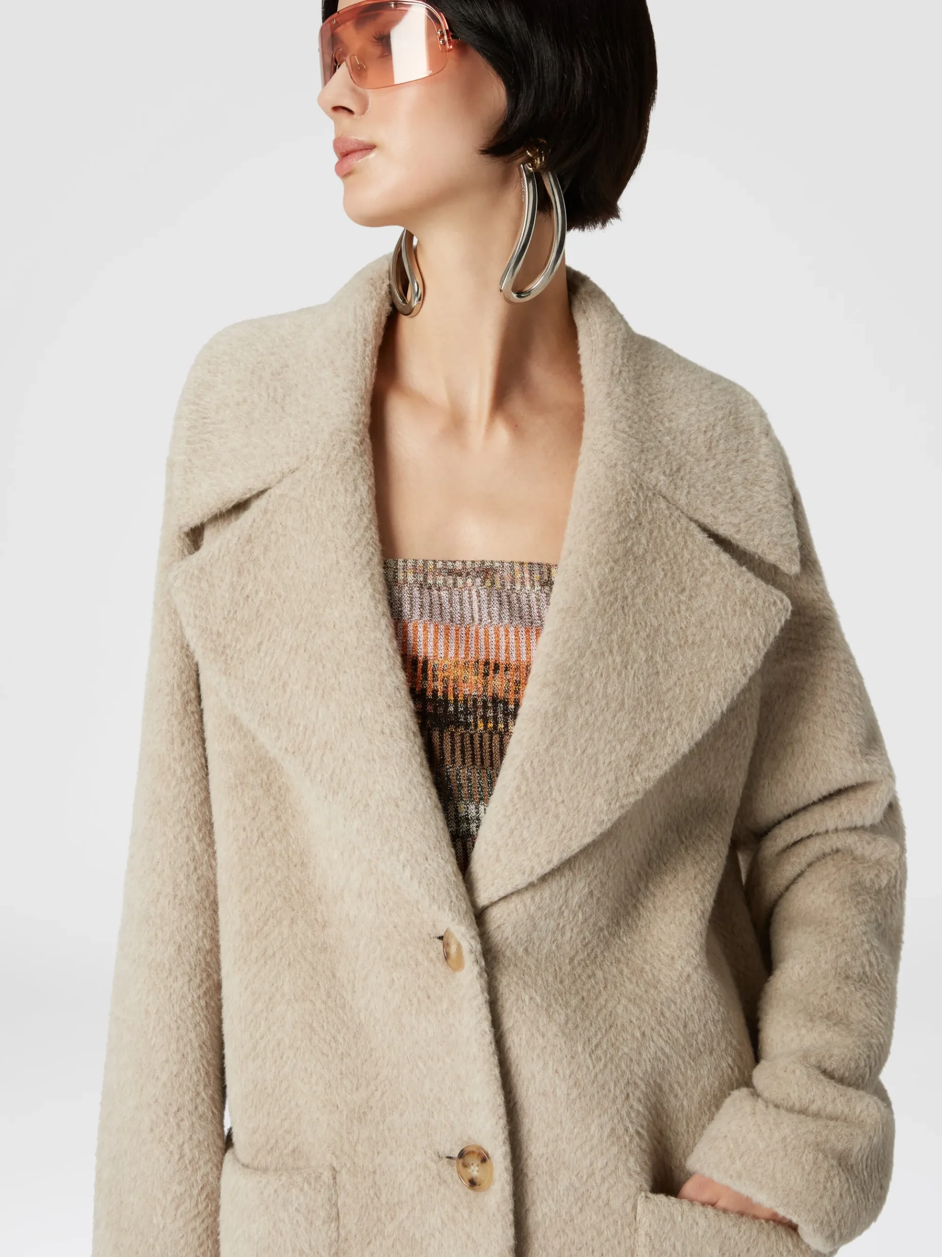 Cappotto lungo in misto alpaca