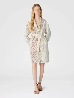Cappotto monopetto in tessuto con motivo zig zag 3D