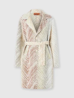 Cappotto monopetto in tessuto con motivo zig zag 3D
