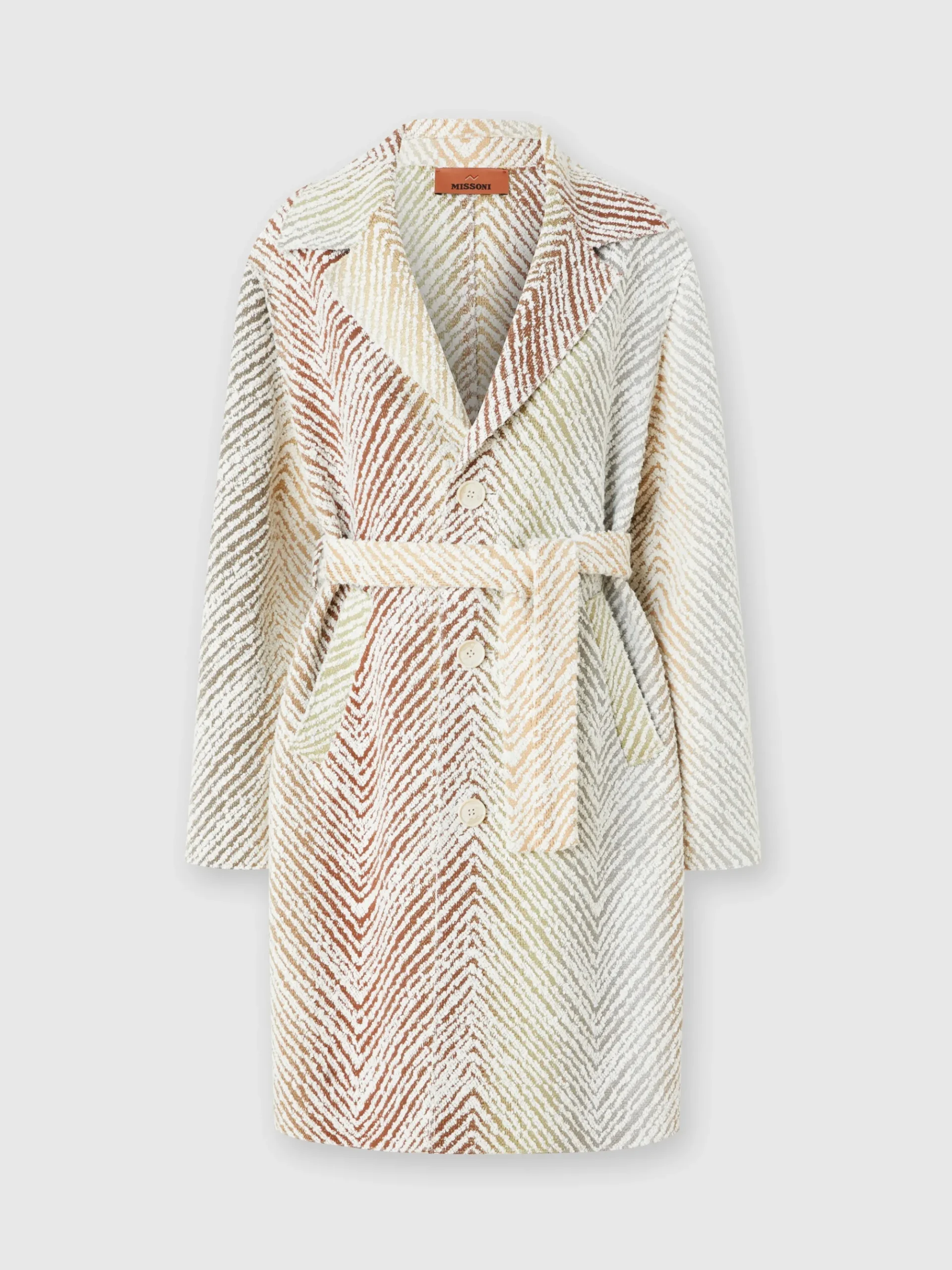 Cappotto monopetto in tessuto con motivo zig zag 3D