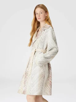 Cappotto monopetto in tessuto con motivo zig zag 3D