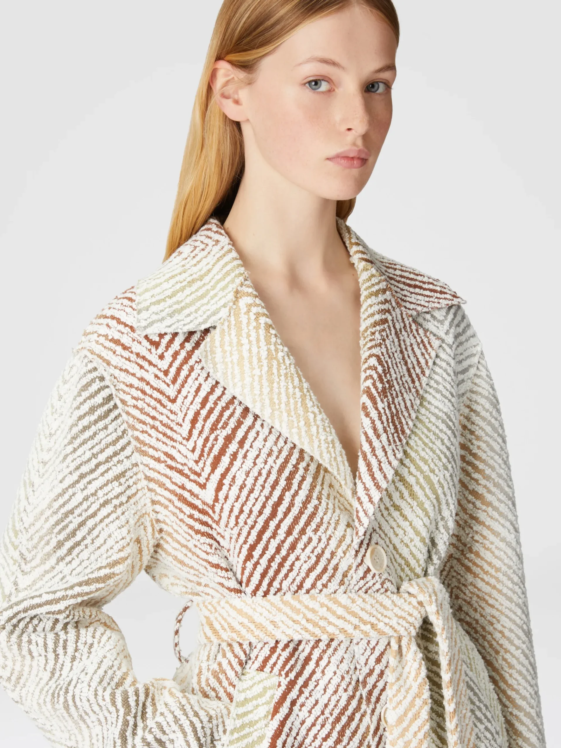 Cappotto monopetto in tessuto con motivo zig zag 3D