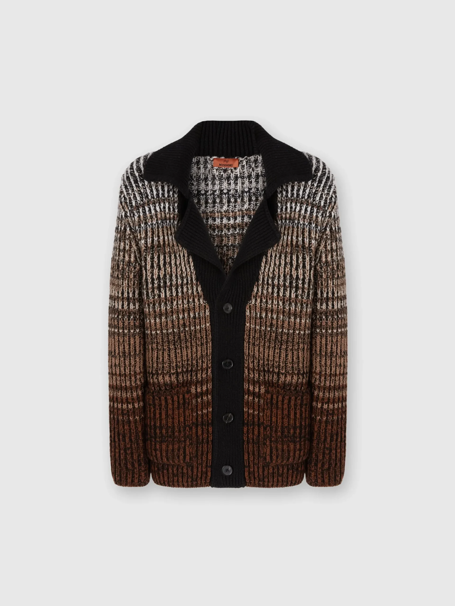 Cardigan in lana mélange con profili a contrasto