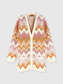 Cardigan in misto cotone e cachemire lamé