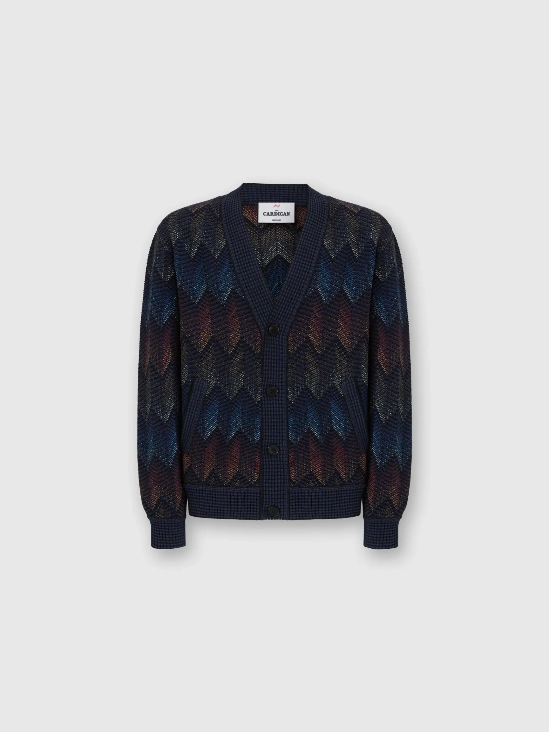 Cardigan in misto cotone chevron sfumato con tasche
