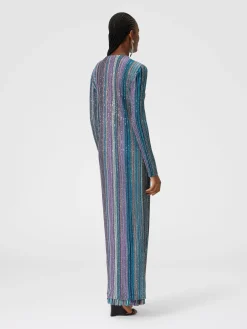 Cardigan lungo a costine parzializzate con paillettes