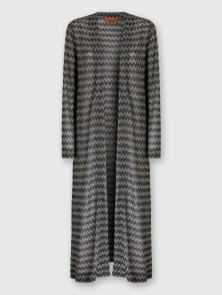 Cardigan lungo in misto viscosa zig zag tono su tono