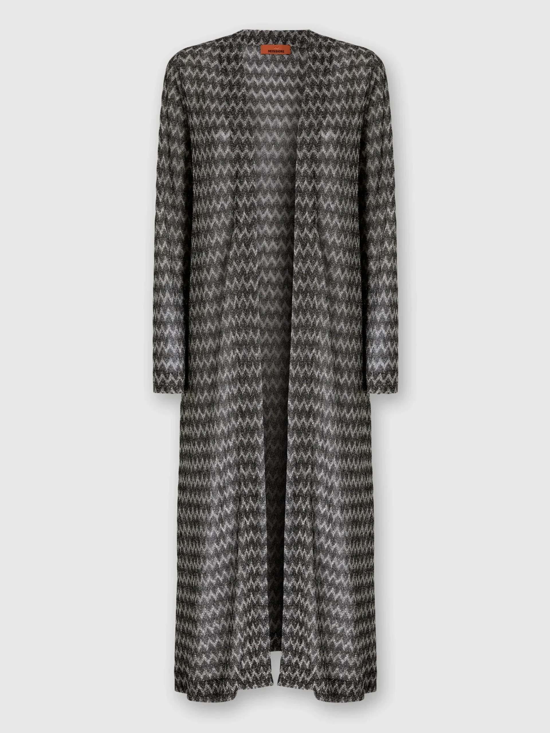Cardigan lungo in misto viscosa zig zag tono su tono