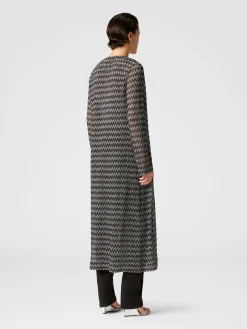 Cardigan lungo in misto viscosa zig zag tono su tono