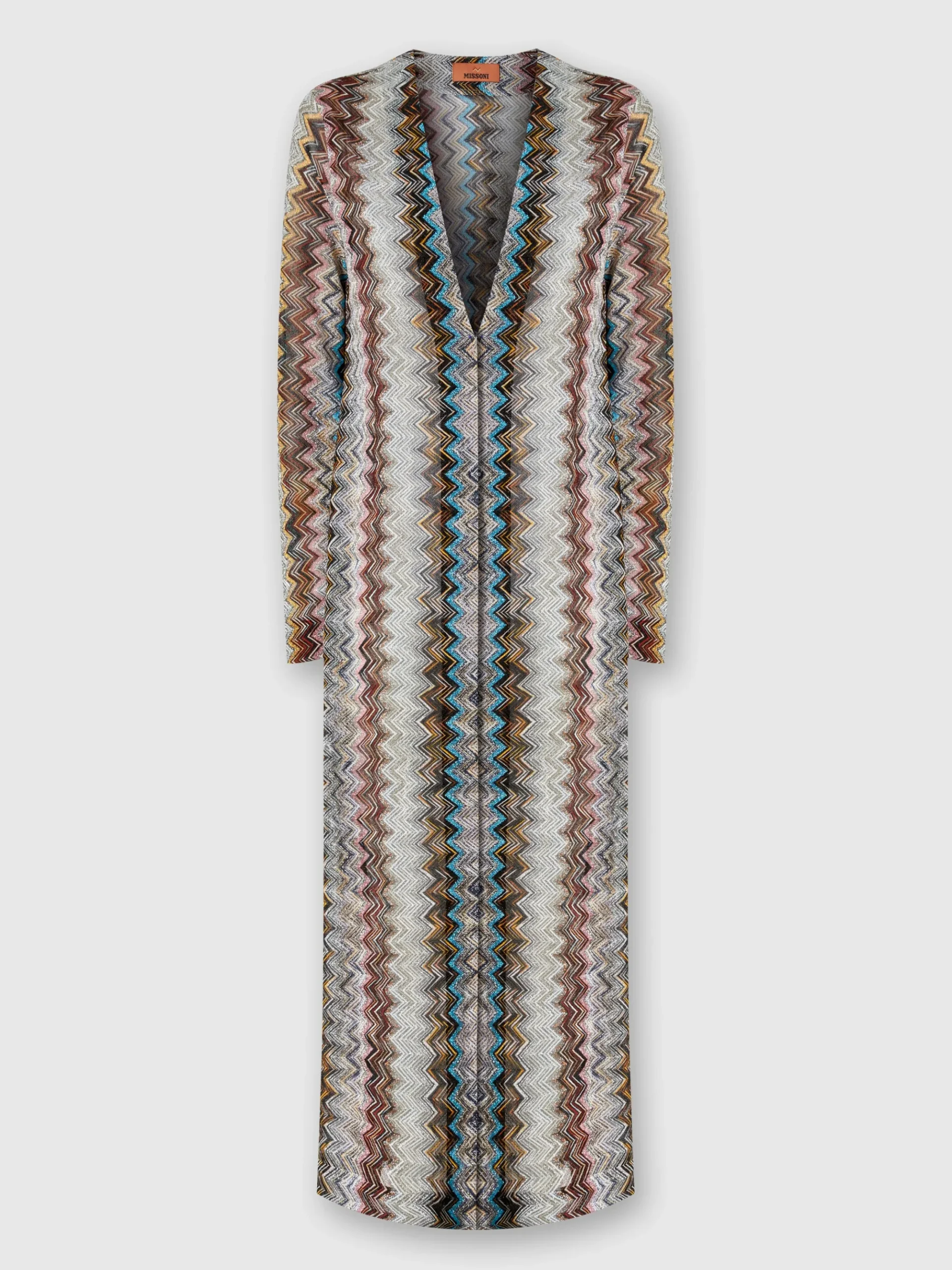 Cardigan lungo in misto viscosa zig zag lamé