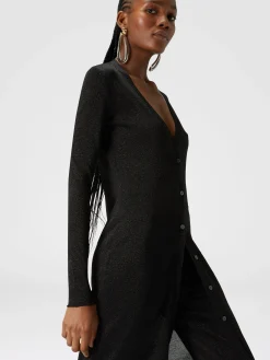 Cardigan lungo in viscosa effetto glitter