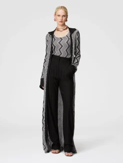 Cardigan lungo in viscosa zig zag lamé