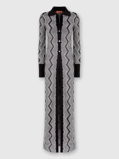 Cardigan lungo in viscosa zig zag lamé
