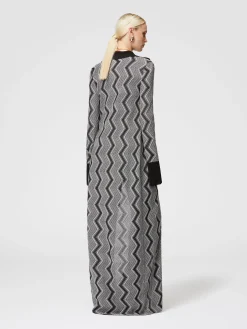 Cardigan lungo in viscosa zig zag lamé