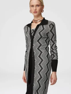 Cardigan lungo in viscosa zig zag lamé