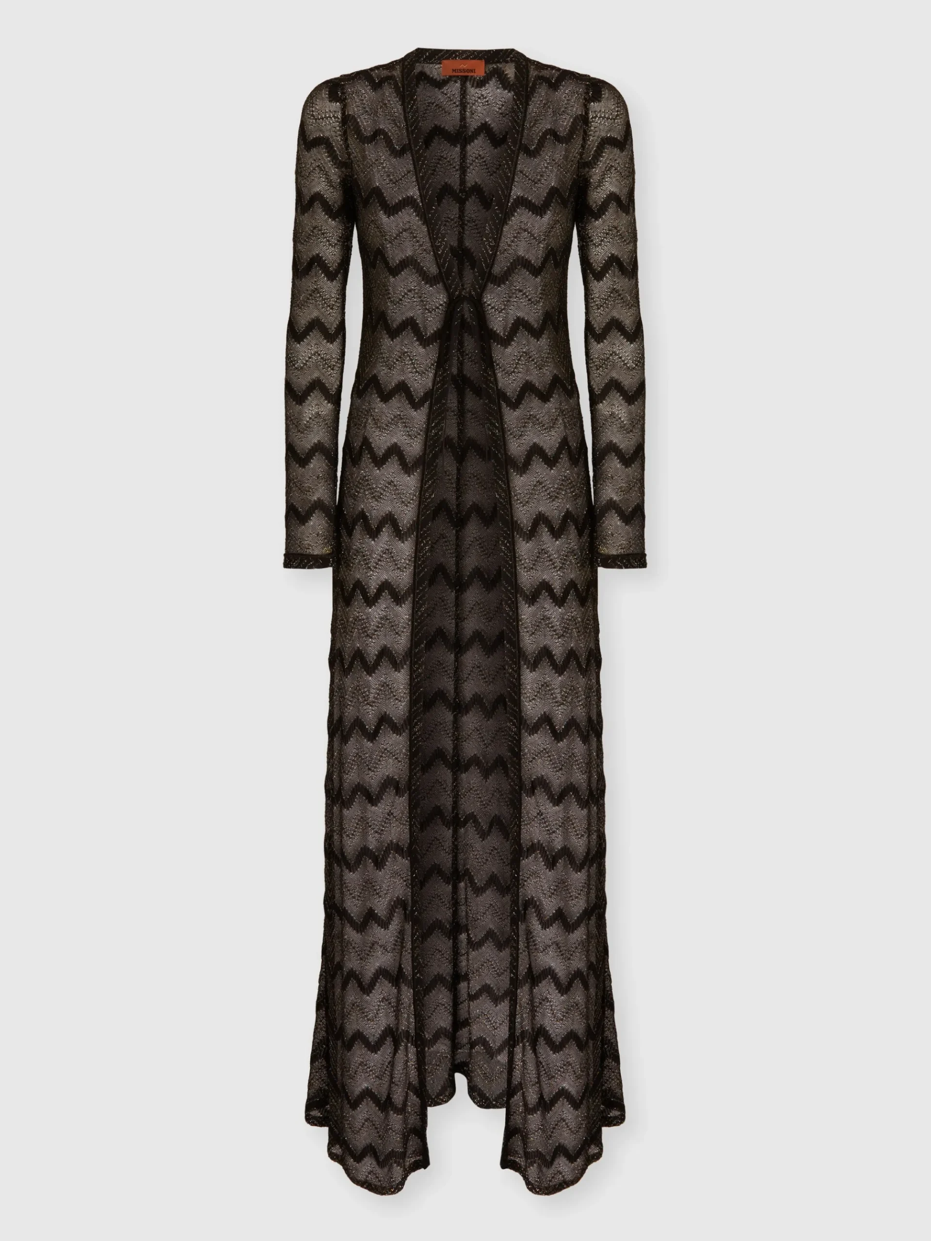 Cardigan lungo in viscosa zig zag lamé