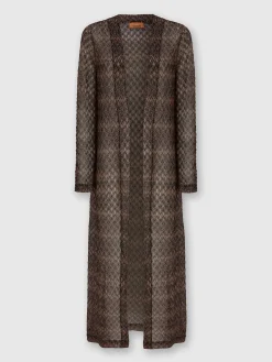 Cardigan lungo motivo pizzo lamé